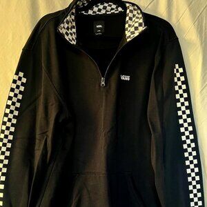 Vans Checkered Black and White Quarter Zip Sweatshirt Size L